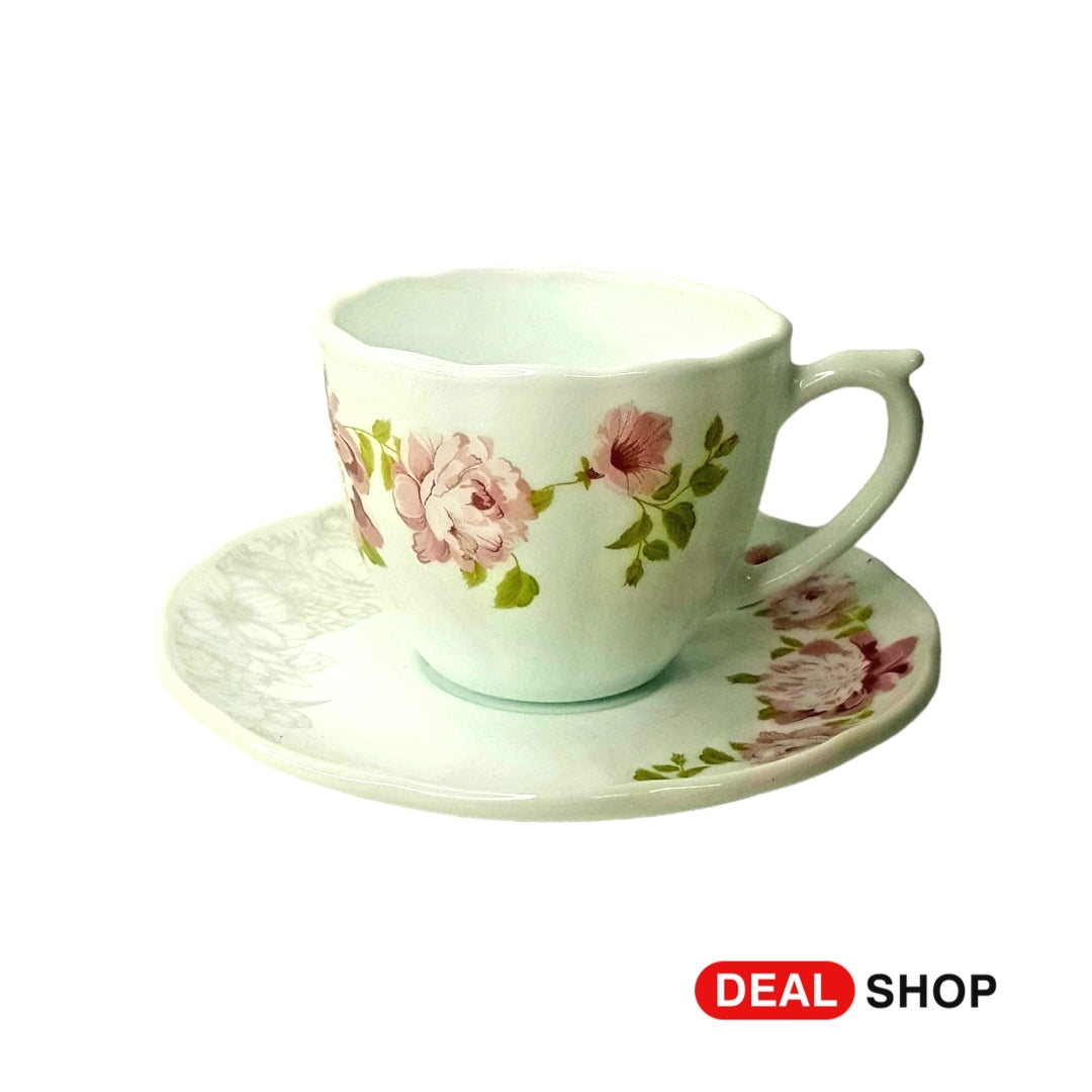 Set cesti cafea opal model flori, 12 piese